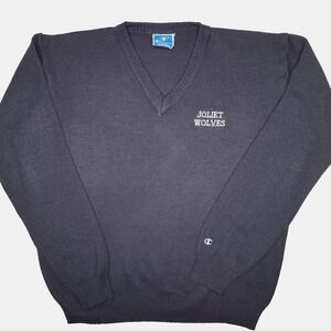 VTG 90s Champion Sweater Men's Size XL Joliet Wolves Embroidered V Neck Acrylic